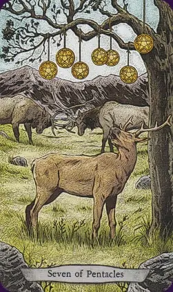 Tarot Animal Totem carte seven of pentacles