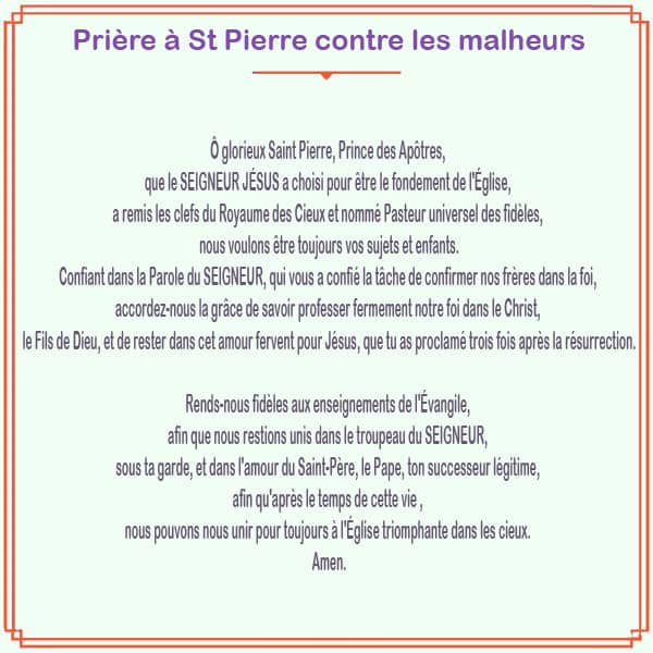 Prière à Saint Pierre contre les malheurs de la vie.