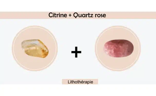 Citrine et quartz rose combinés ensemble :