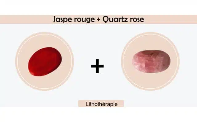 Jaspe rouge et quartz rose combinés ensemble :