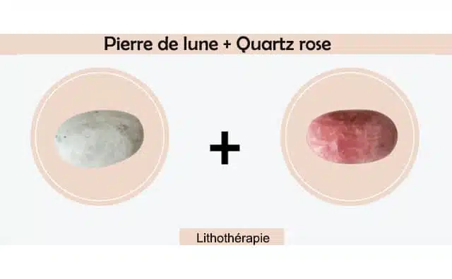 Pierre de lune et quartz rose combinés ensemble :