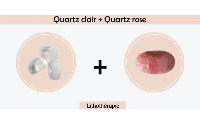 quartz clair et quartz rose combinés ensemble :