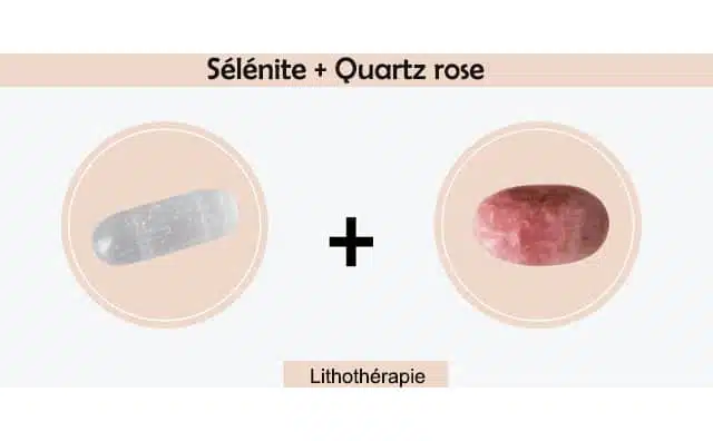 Sélénite et quartz rose combinés ensemble :