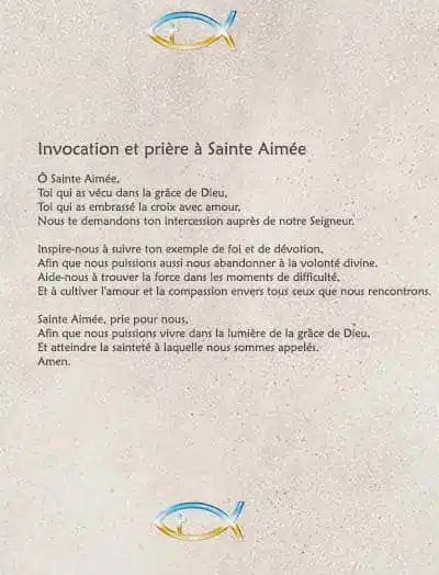 Prière à Sainte Aimée à imprimer