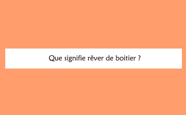 Pourquoi rêver de boitier ?