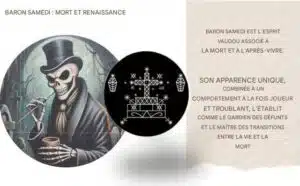 Le baron Samedi règne sur la mort, l'au-delà et la transition entre les mondes.