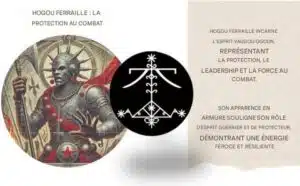 HOGOU FERRAILLE INCARNE L'ESPRIT VAUDOU OGOUN, REPRÉSENTANT LA PROTECTION, LE LEADERSHIP ET LA FORCE AU COMBAT.