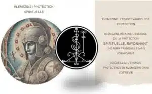 KLEMEZINE INCARNE L'ESSENCE DE LA PROTECTION SPIRITUELLE, RAYONNANT UNE AURA TRANQUILLE MAIS FORMIDABLE