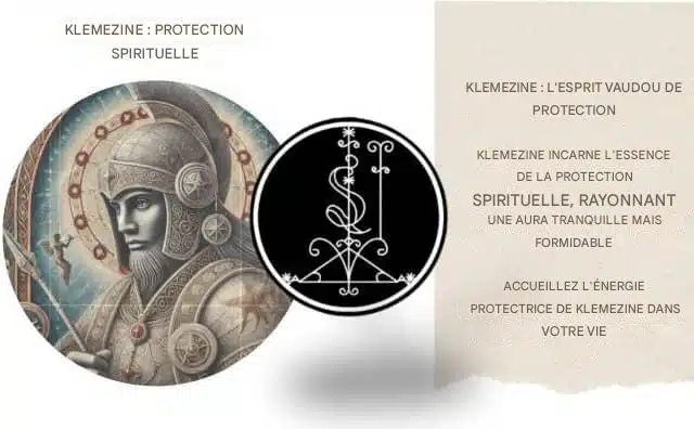 KLEMEZINE INCARNE L'ESSENCE DE LA PROTECTION SPIRITUELLE, RAYONNANT UNE AURA TRANQUILLE MAIS FORMIDABLE
